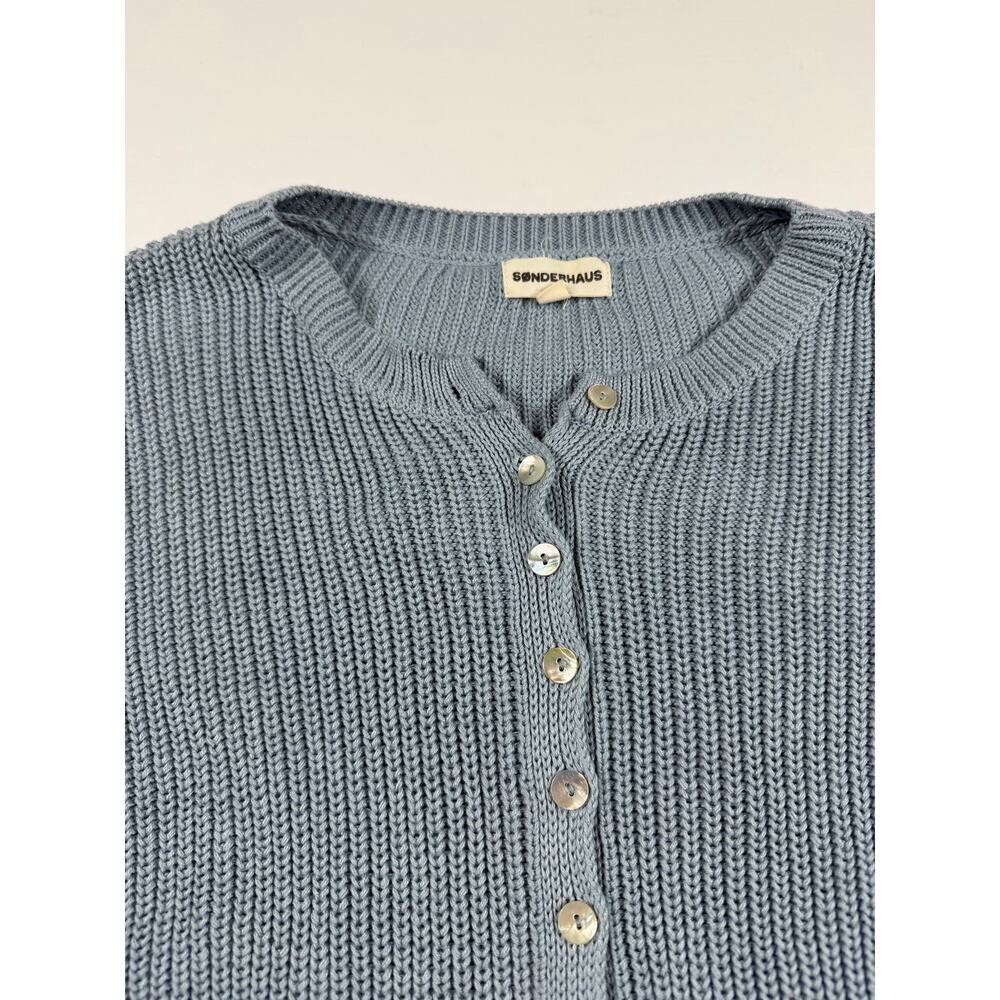 Sonderhaus Coastal Cardigan Light Blue Organic Cotton Large - Picture 7 of 13